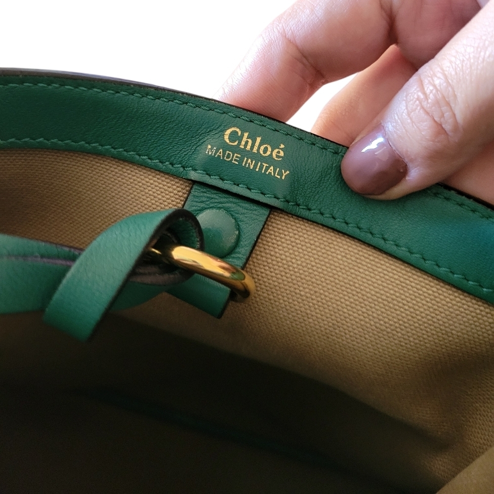 CHLOE Emma Green Leather Bucket Bag - Picture 2 of 14